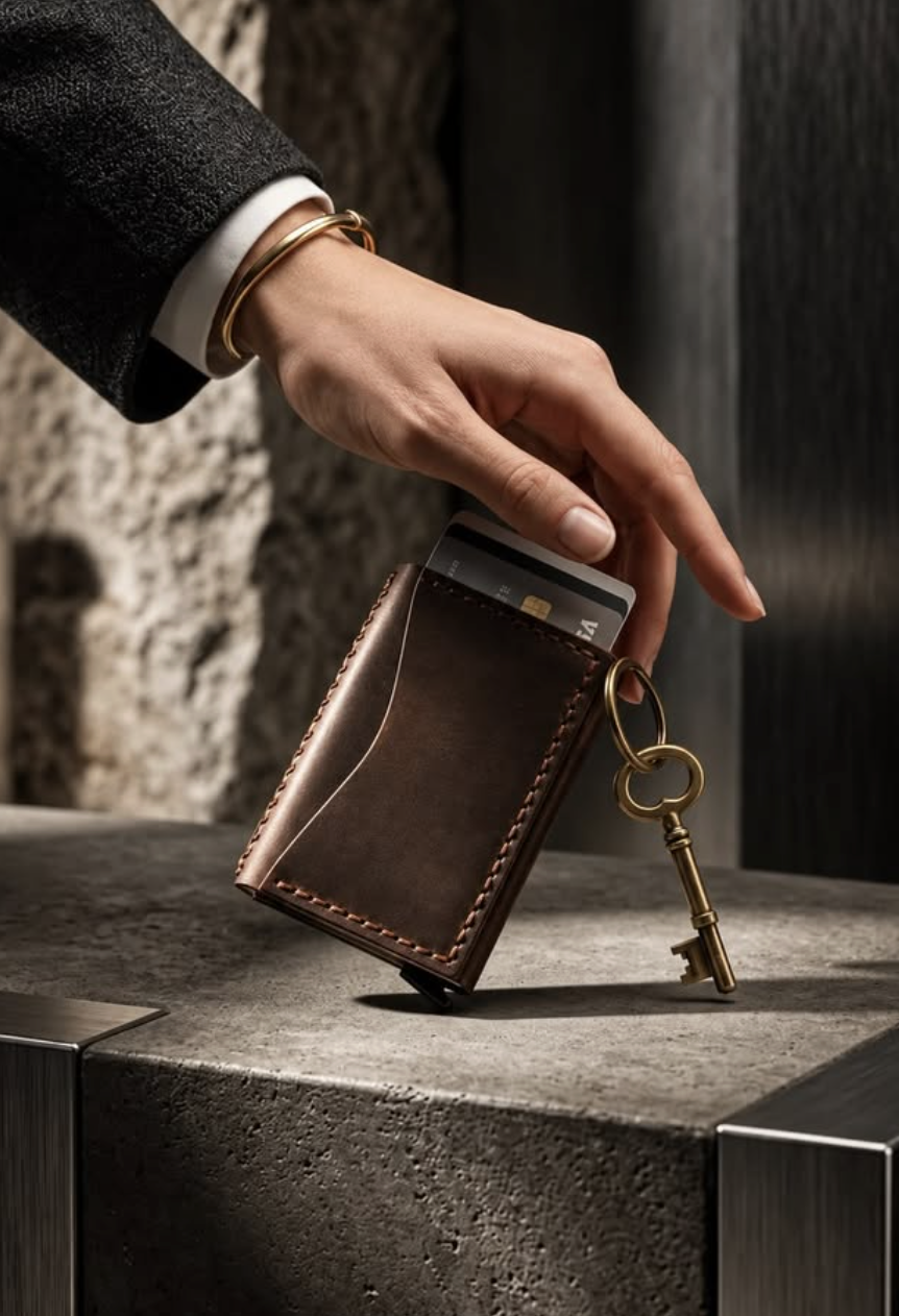 Handgefertigtes Leder-Kartenetui