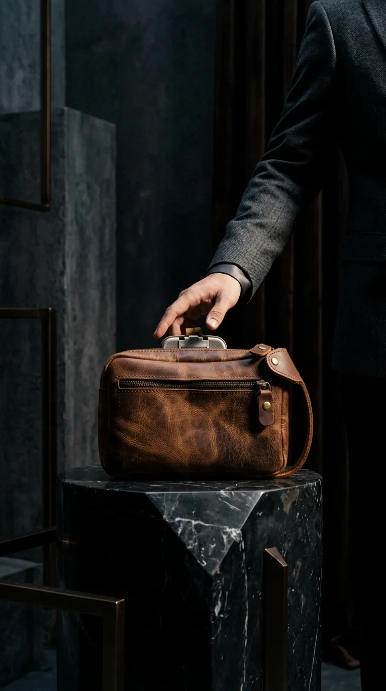 Herren Hand- & Handgelenktasche aus 100% echtem Leder