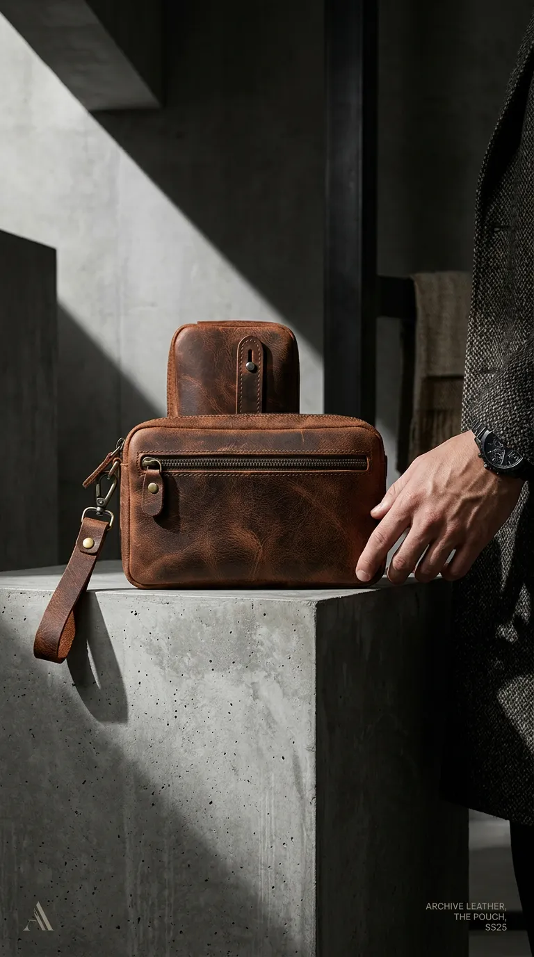 Herren Hand- & Handgelenktasche aus 100% echtem Leder – Vintage